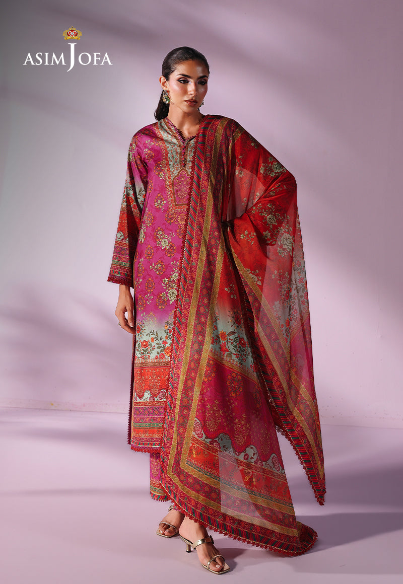 AJUC-01 Printed Katan Silk Unstitched 3 Pcs