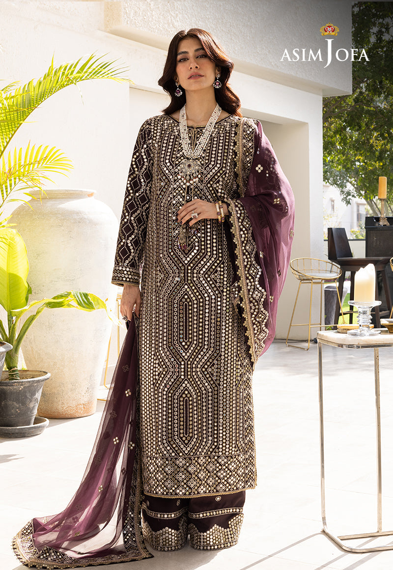 AJJHD-01 EMBROIDERED RAW SILK STITCHED 3 PCS
