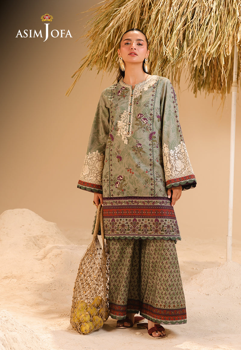 AJUBU-09 Printed Embroidered Lawn 2 Pcs