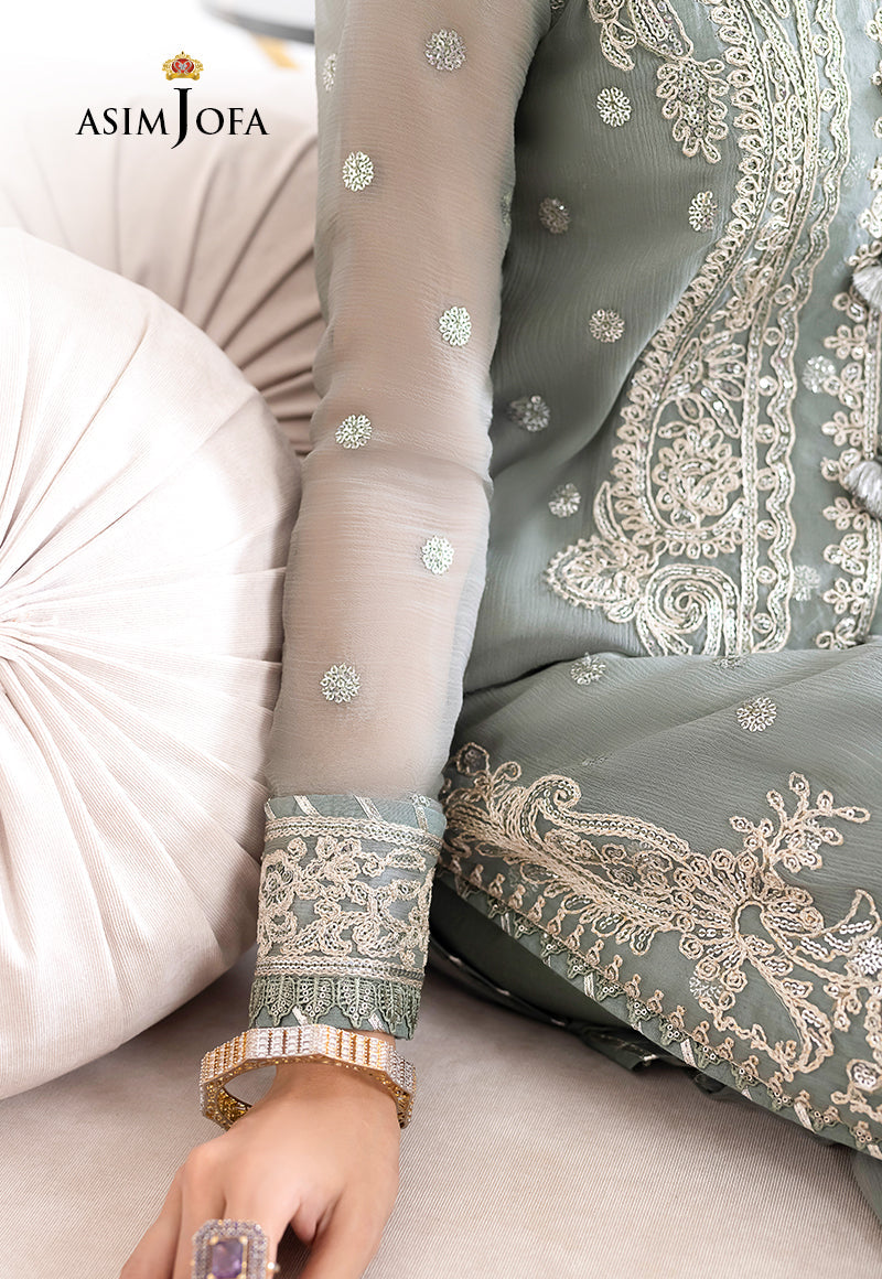 AJJMD-20 EMBROIDERED CHIFFON , ORGANZA STITCHED 3 PCS