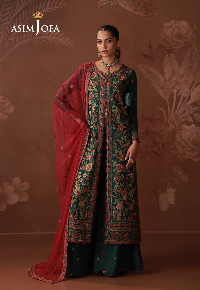 AJULDD-08 Embroidered Spun Raw Silk Stitched 3 Pcs