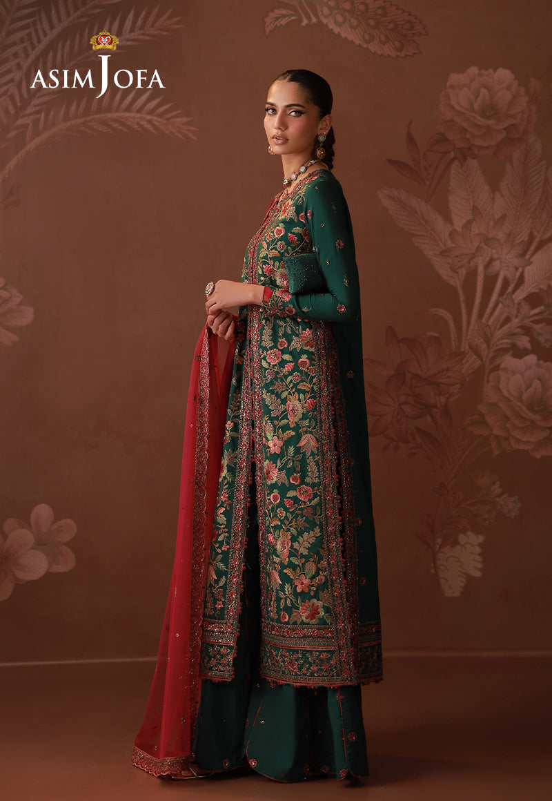AJULDD-08 Embroidered Spun Raw Silk Stitched 3 Pcs