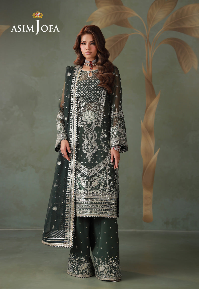 AJULDD-11 Embroidered Chiffon Stitched 3 Pcs