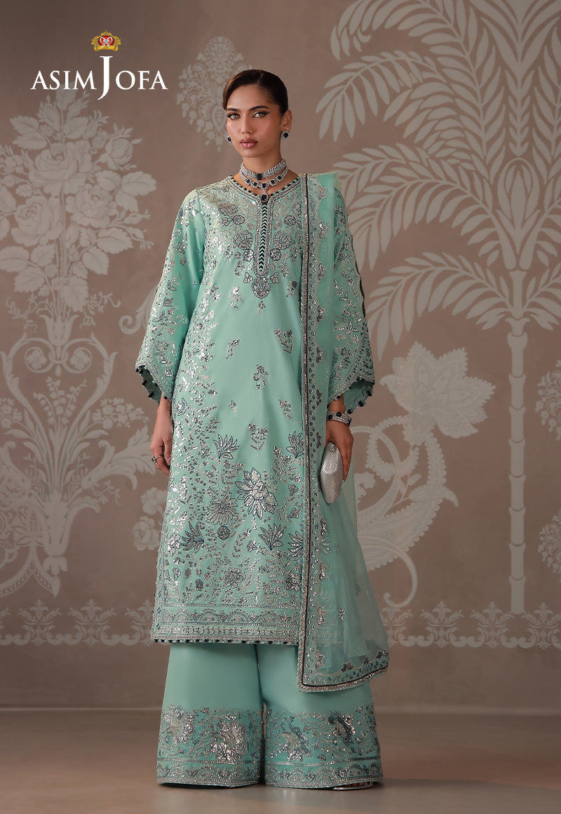 AJULDD-09 Embroidered Raw Silk Stitched 3 Pcs