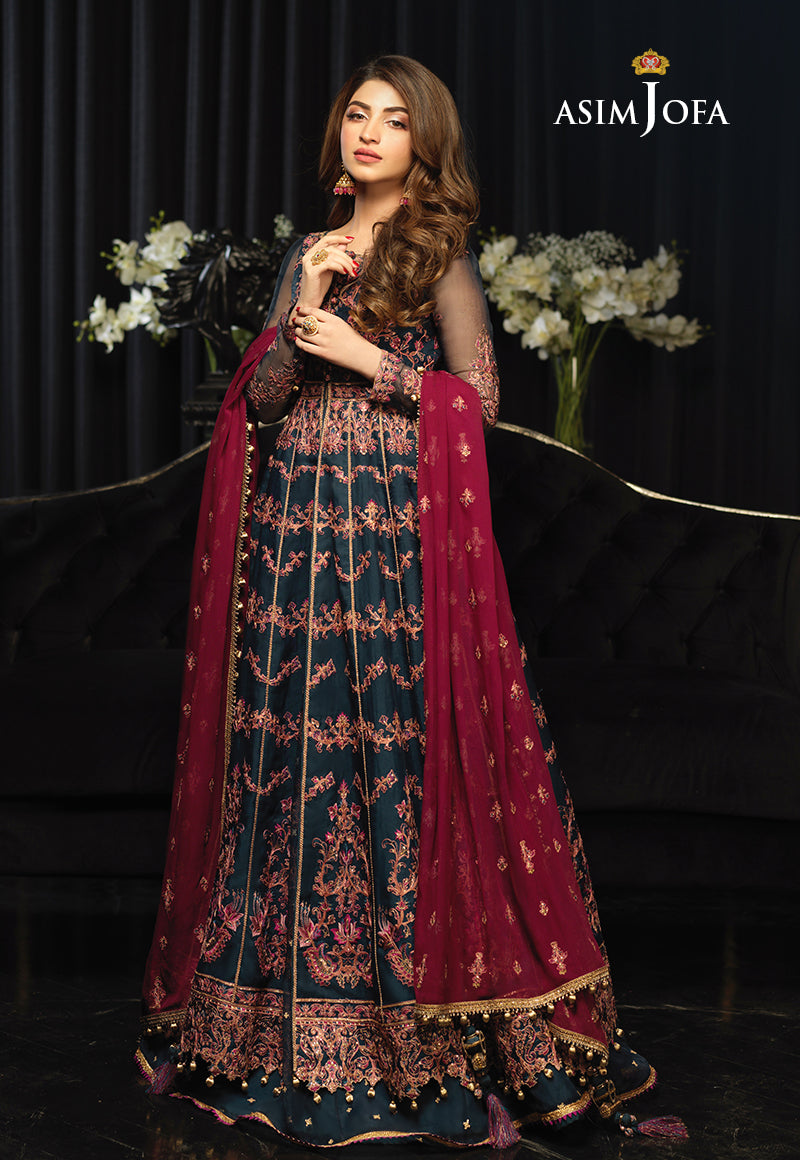 AJND-16 EMBROIDERED ORGANZA STITCHED 3 PCS
