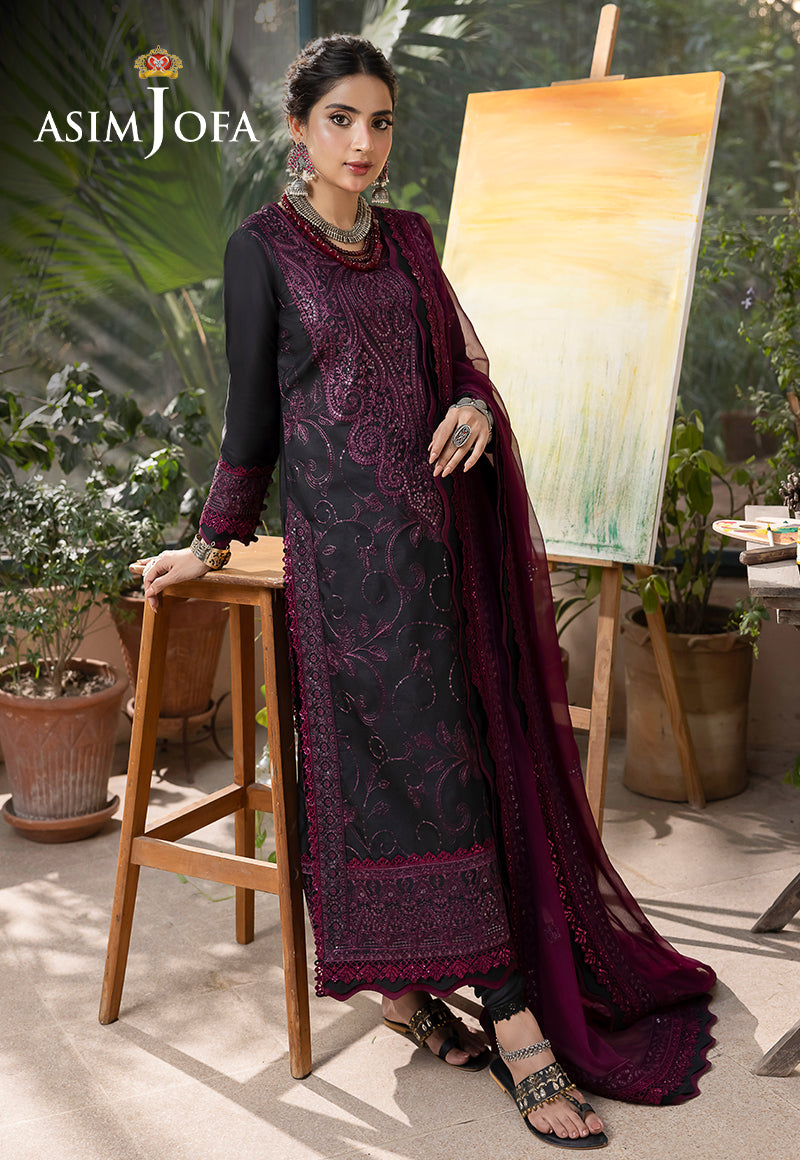 AJSWD-16 EMBROIDERED LAWN SILK STITCHED 1 PC