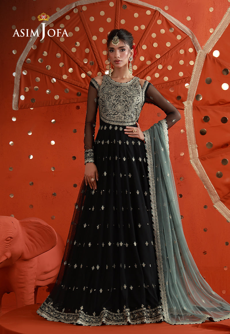 AJULFB-09 Embroidered Poly Net Unstitched 2 Pcs