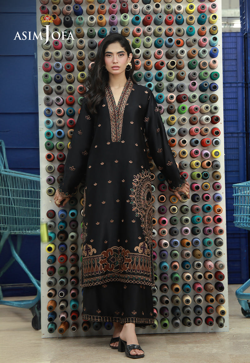 AJLPF-07 Embroidered Satin Silk Stitched 2pcs