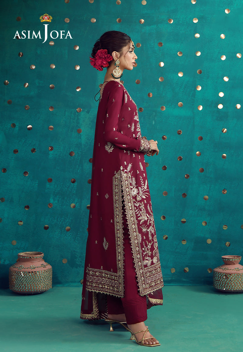 AJULFB-08 Embroidered Boski Silk Unstitched 3 Pcs