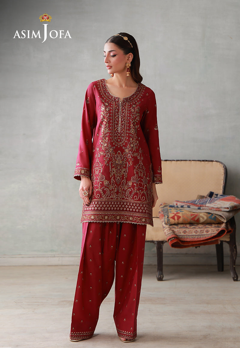 AJLPN-09 Embroidered Poly Silk Stitched 2pcs