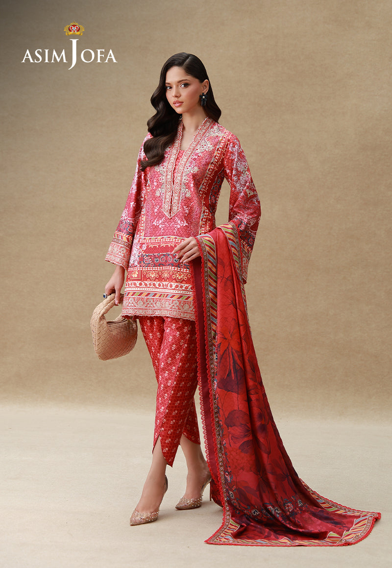 AJULSC-04 Embroidered Crepe Silk Unstitched 3 Pcs