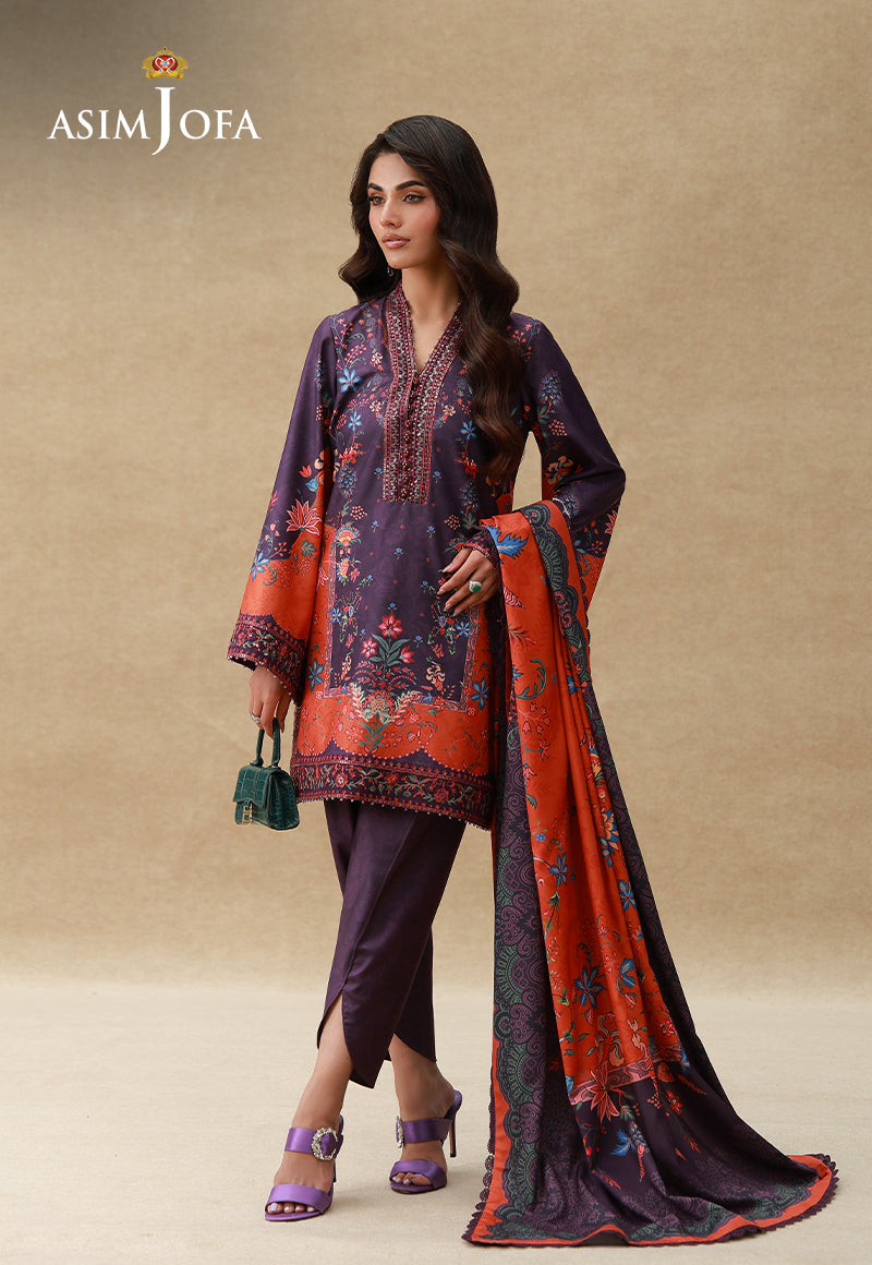AJULSC-10 Embroidered Crepe Silk Unstitched 3 Pcs