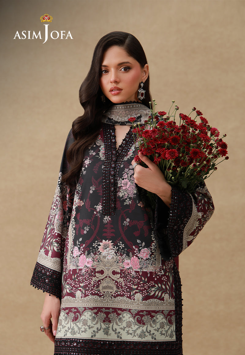AJULSC-08 Embroidered Raw Silk Unstitched 3 Pcs