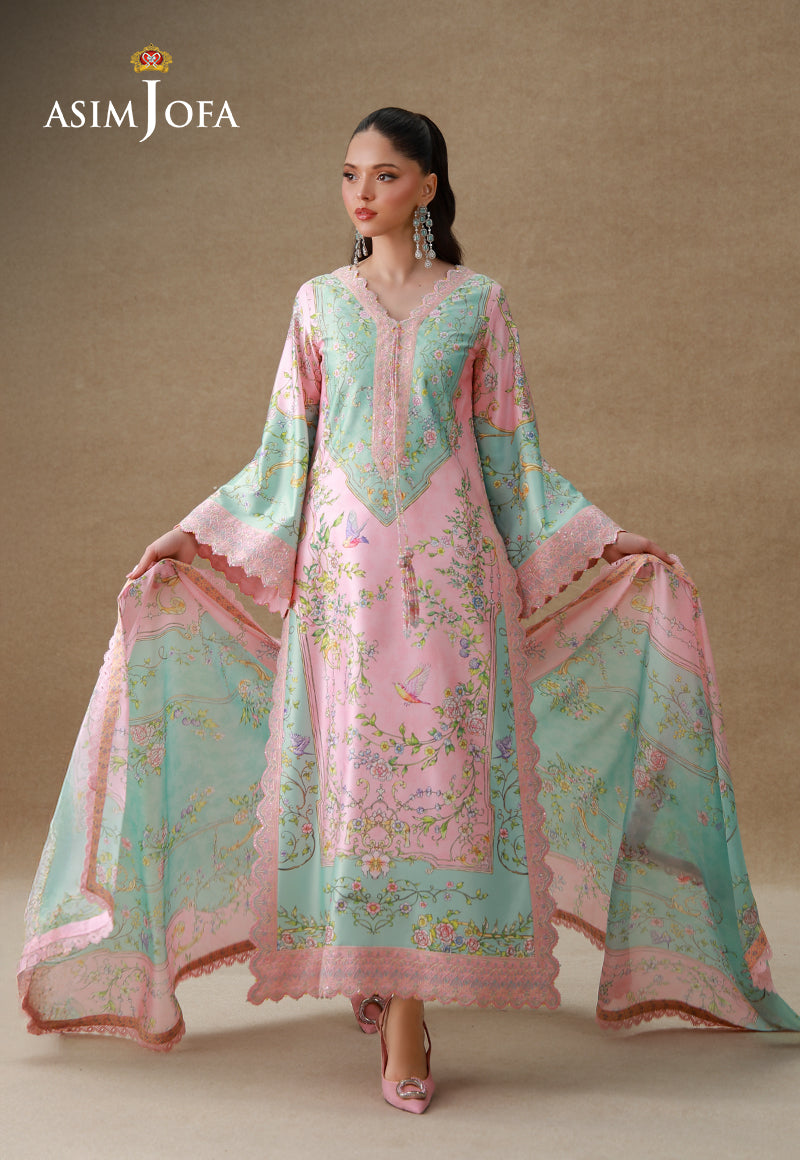 AJULSC-03 Embroidered Charmeuse Silk Unstitched 3 Pcs