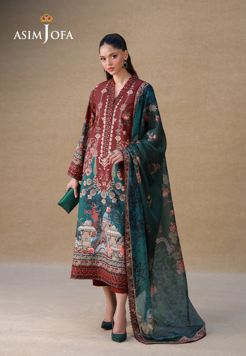 AJULSC-07 Embroidered Raw Silk Unstitched 3 Pcs