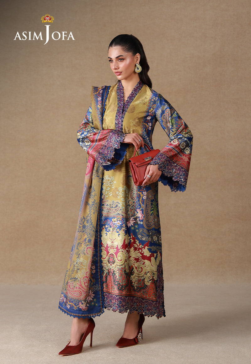 AJULSC-01 Embroidered Charmeuse Silk Unstitched 3 Pcs