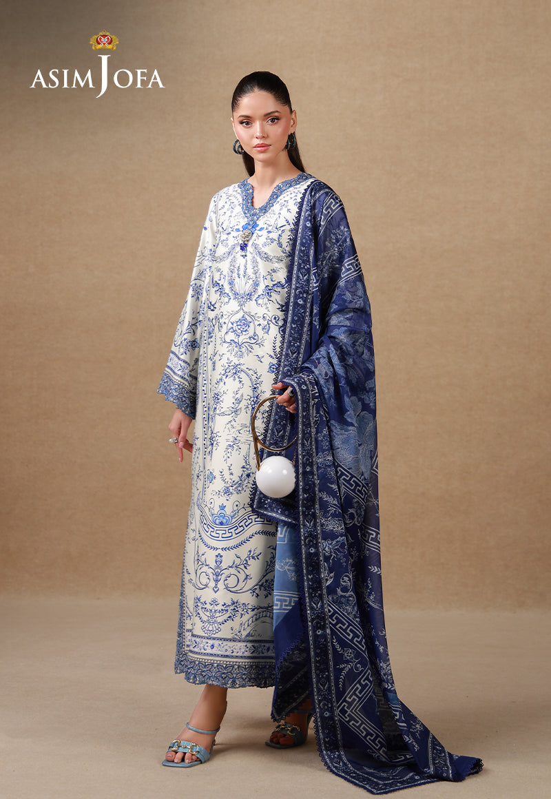 AJULSC-05 Embroidered Charmeuse Silk Unstitched 3 Pcs