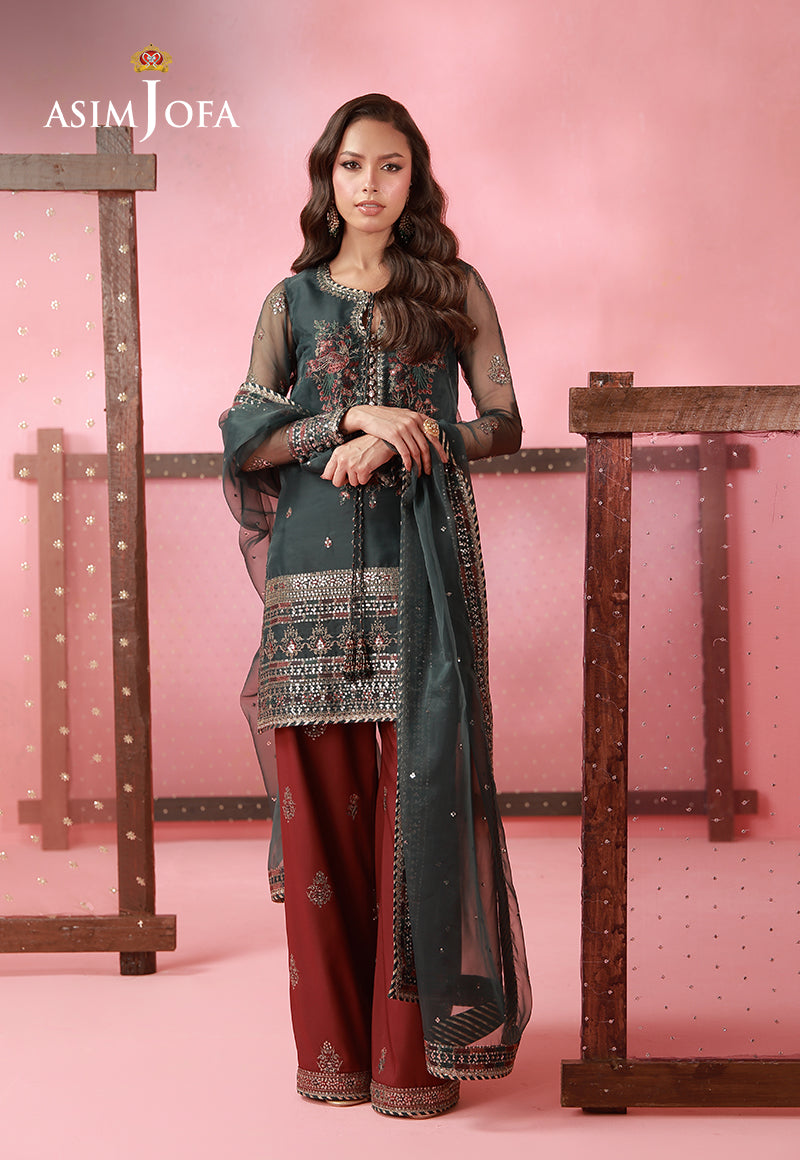 AJUFC-26 Embroidered Organza Unstitched 3 Pcs