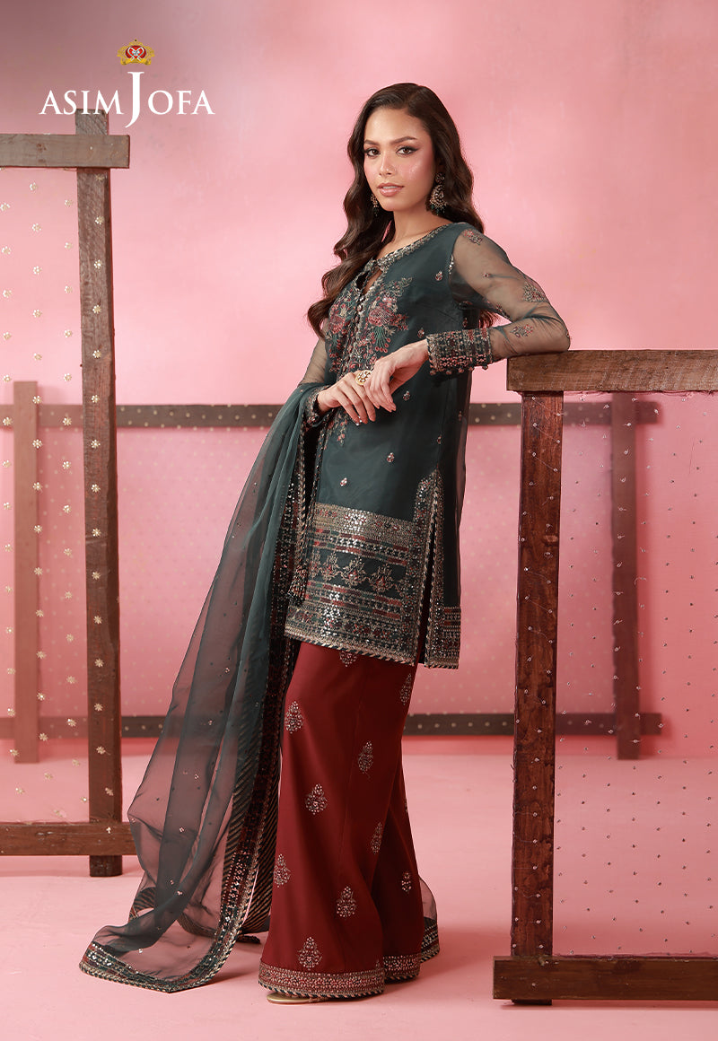 AJUFC-26 Embroidered Organza Unstitched 3 Pcs