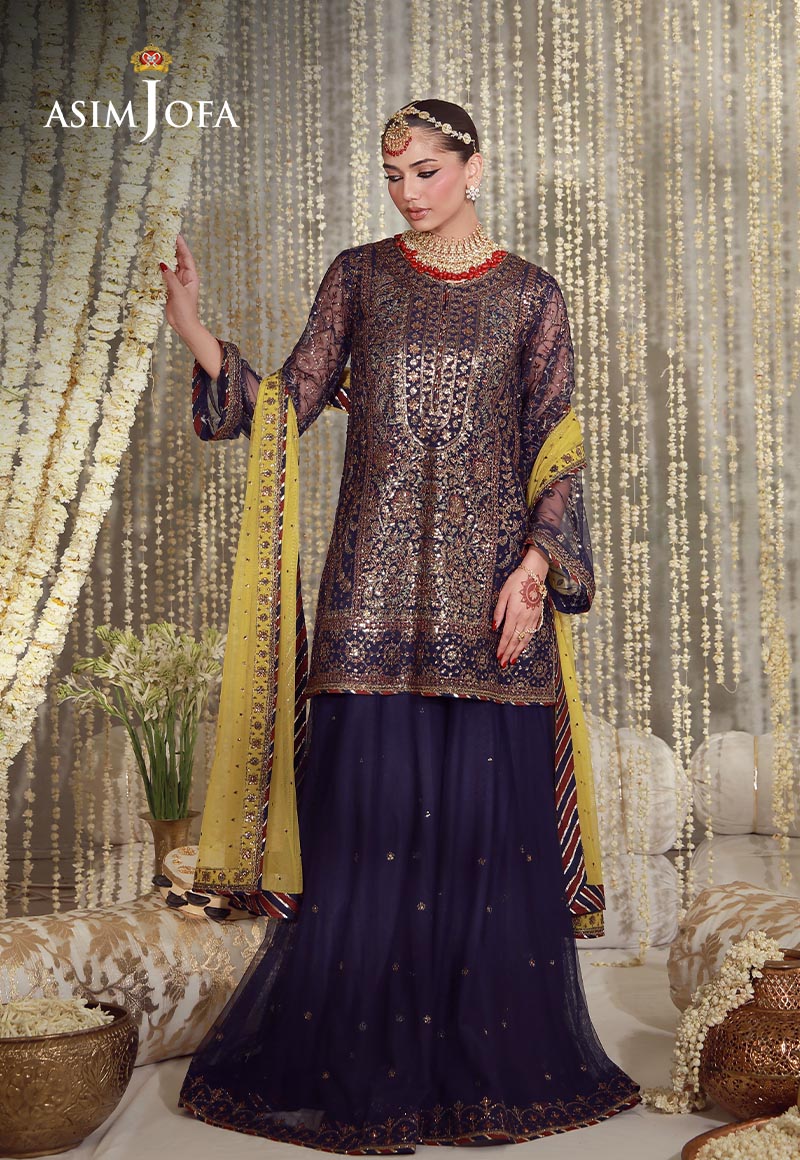 AJULFE-04 Embroidered Poly Net Unstitched 3 Pcs