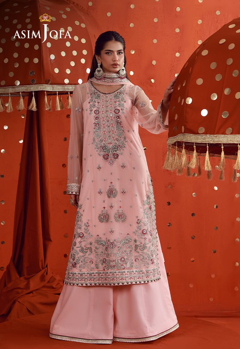 AJULFB-06 Embroidered Poly Net Unstitched 3 Pcs