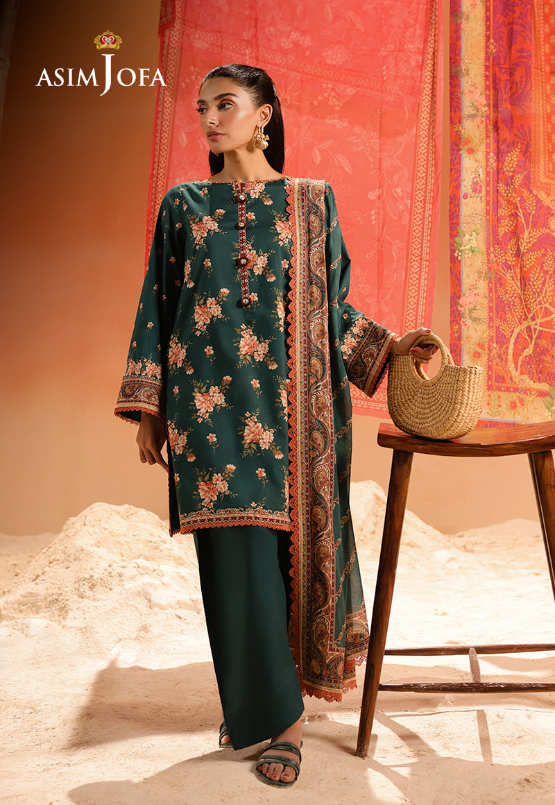 AJUBUD-14 Printed Lawn Stitched 3 PCS