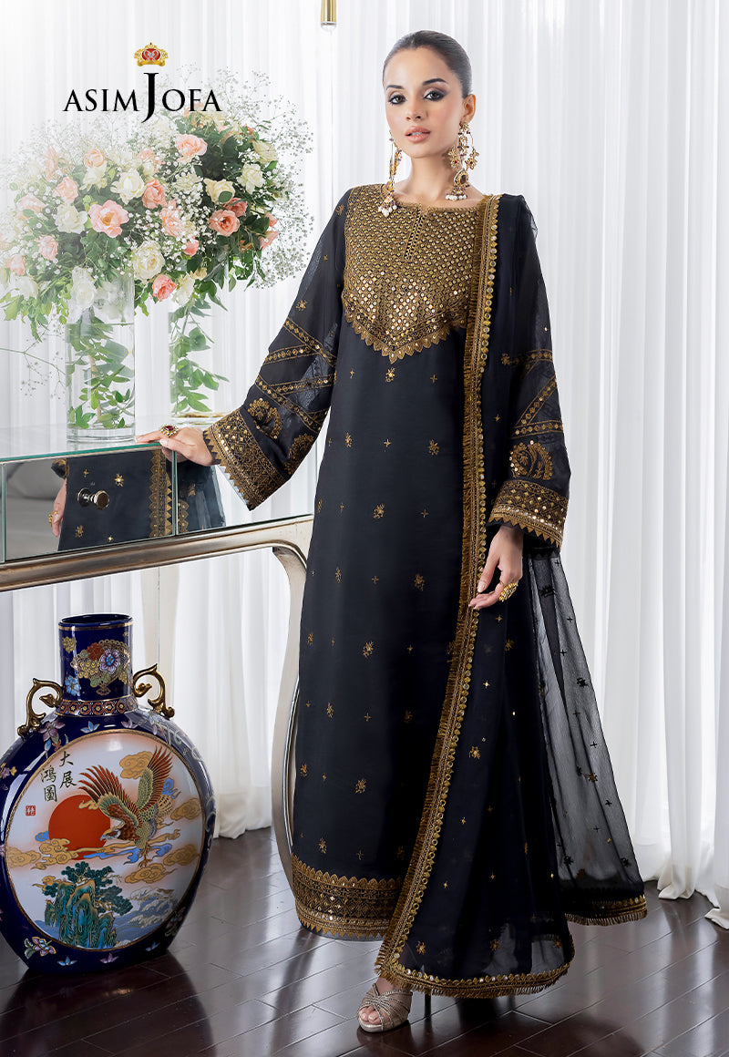 AJJMD-14 EMBROIDERED CHANDERI COTTON STITCHED 2 PCS