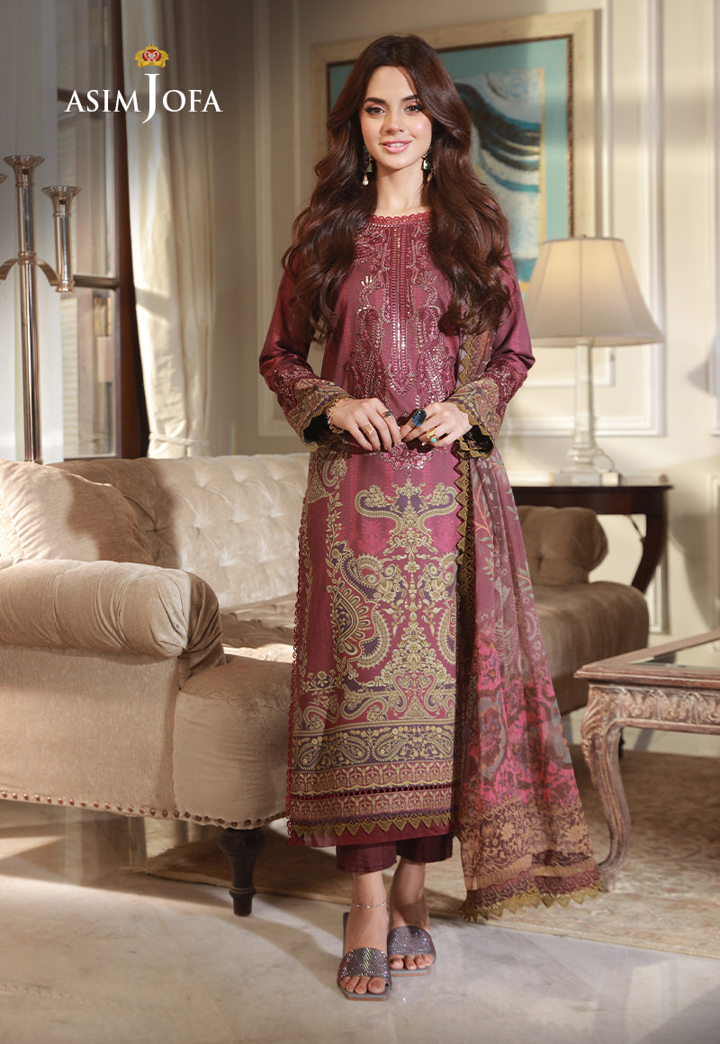 AJASD-04 EMBROIDERED  CAMBRIC Stitched 3 PCS