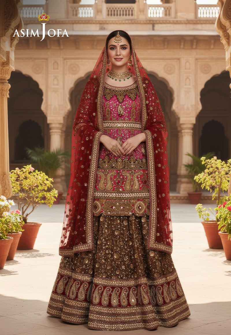 AJBRD-12 HAND EMBROIDERED BRIDAL DRESS 3 PCS
