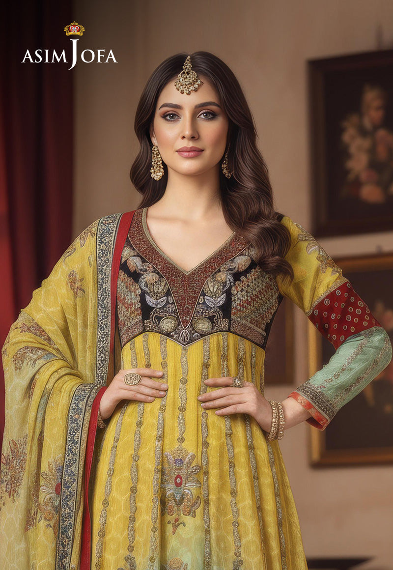 AJBRD-24 Embroidered Chiffon STITCHED 2 PCS