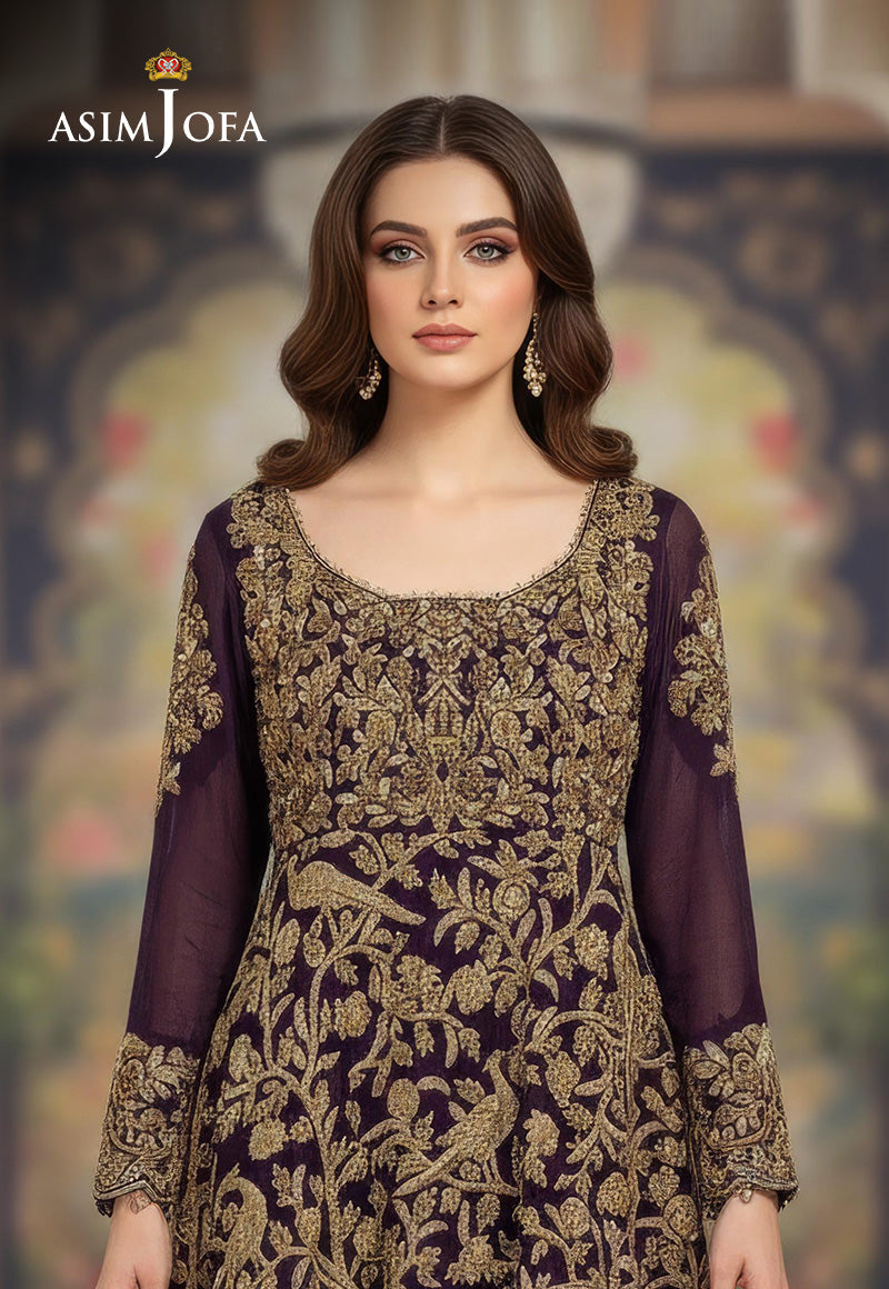 AJBRD-25 Embroidered Chiffon STITCHED 2 PCS
