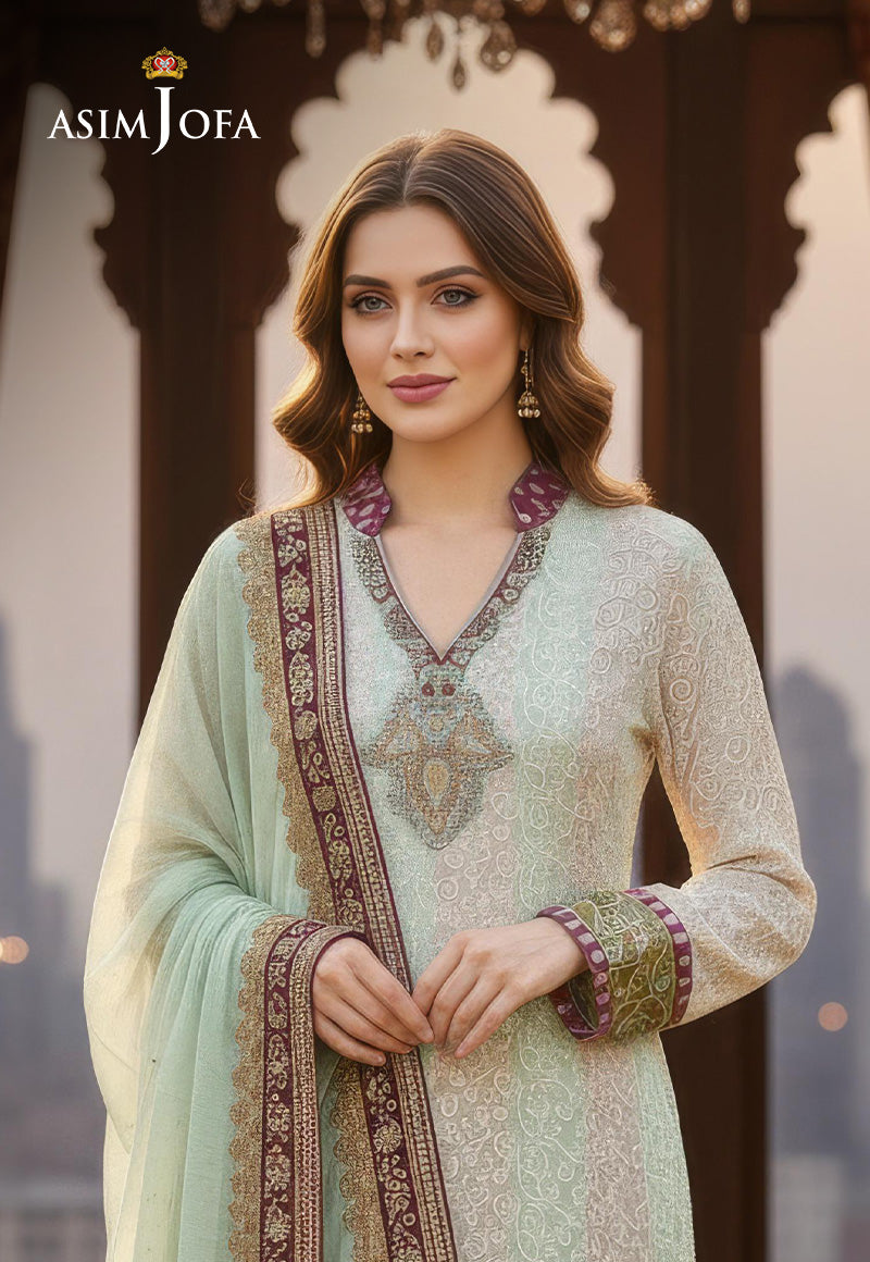 AJBRD-41 Embroidered Chiffon STITCHED 4 PCS