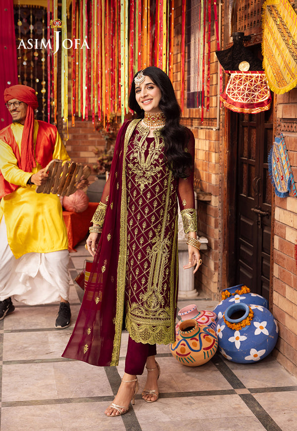 AJCDB-05 EMBROIDERED CHIFFON STITCHED 3 PCS