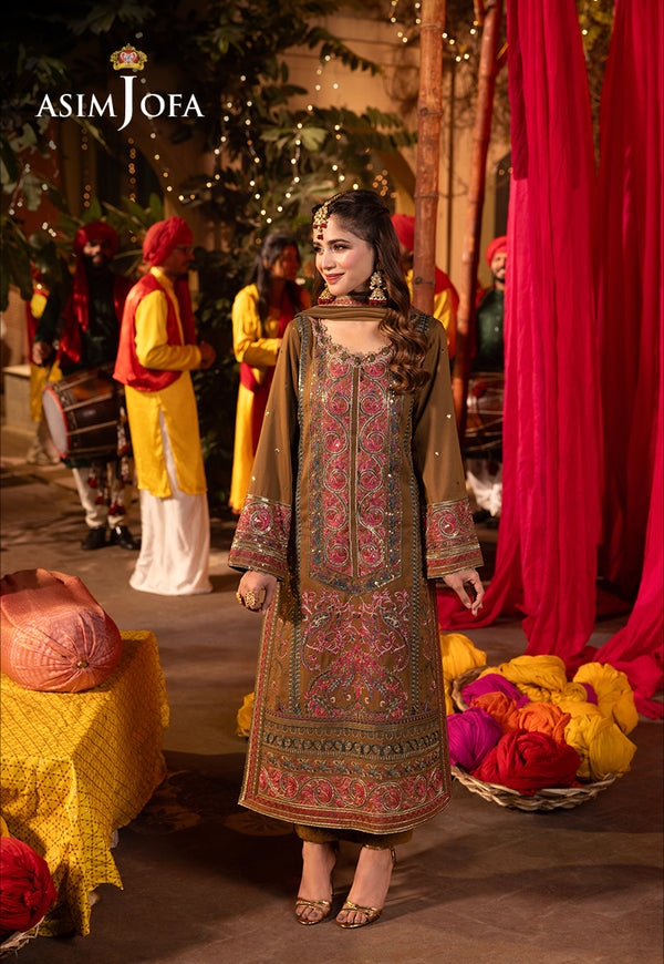 AJCDB-08 EMBROIDERED TWISTED SILK STITCHED 3 PCS