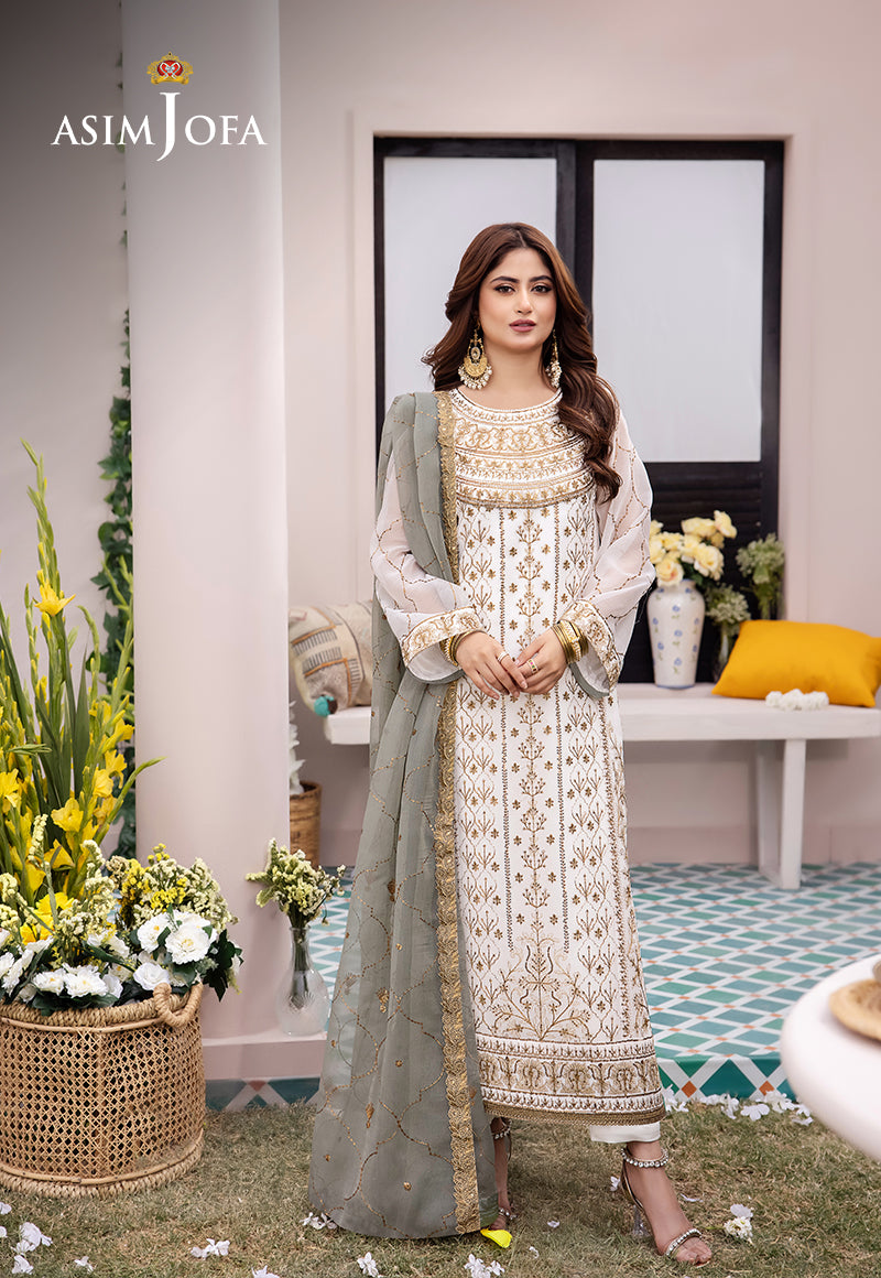 AJCFB-17 EMBROIDERED CHIFFON STITCHED 3 PCS