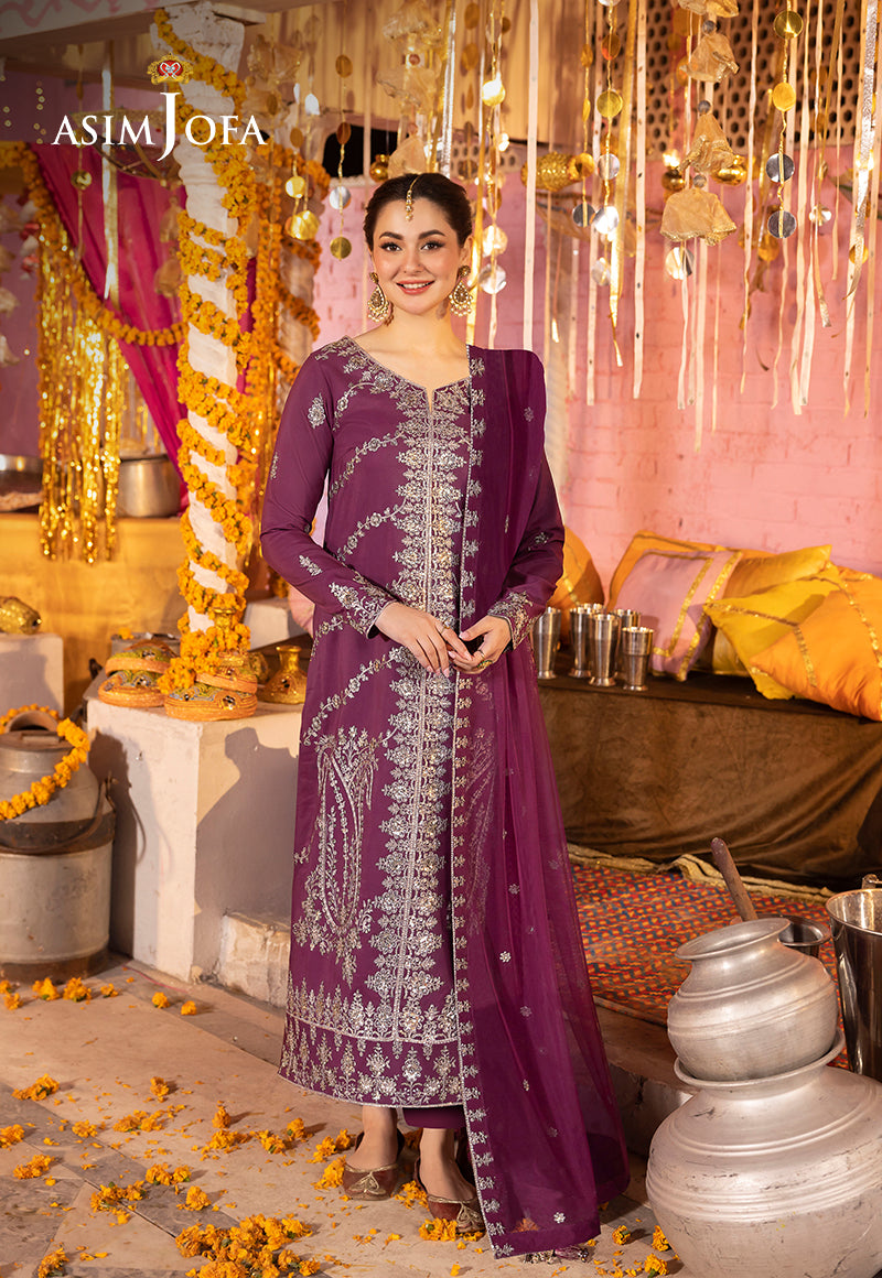 AJDAB-18 EMBROIDERED LAWN SILK STITCHED 3 PCS