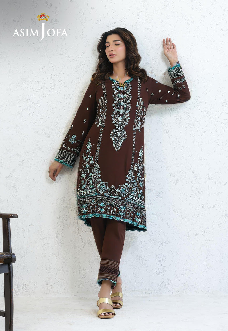 AJDSAI-08 EMBROIDERED KHADDAR STITCHED 3 PCS