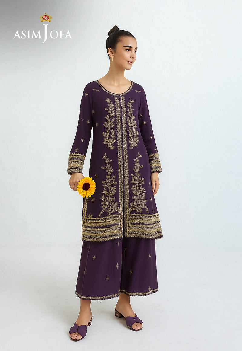 AJDSAI-160 EMBROIDERED CHIFFON STITCHED 2 PCS