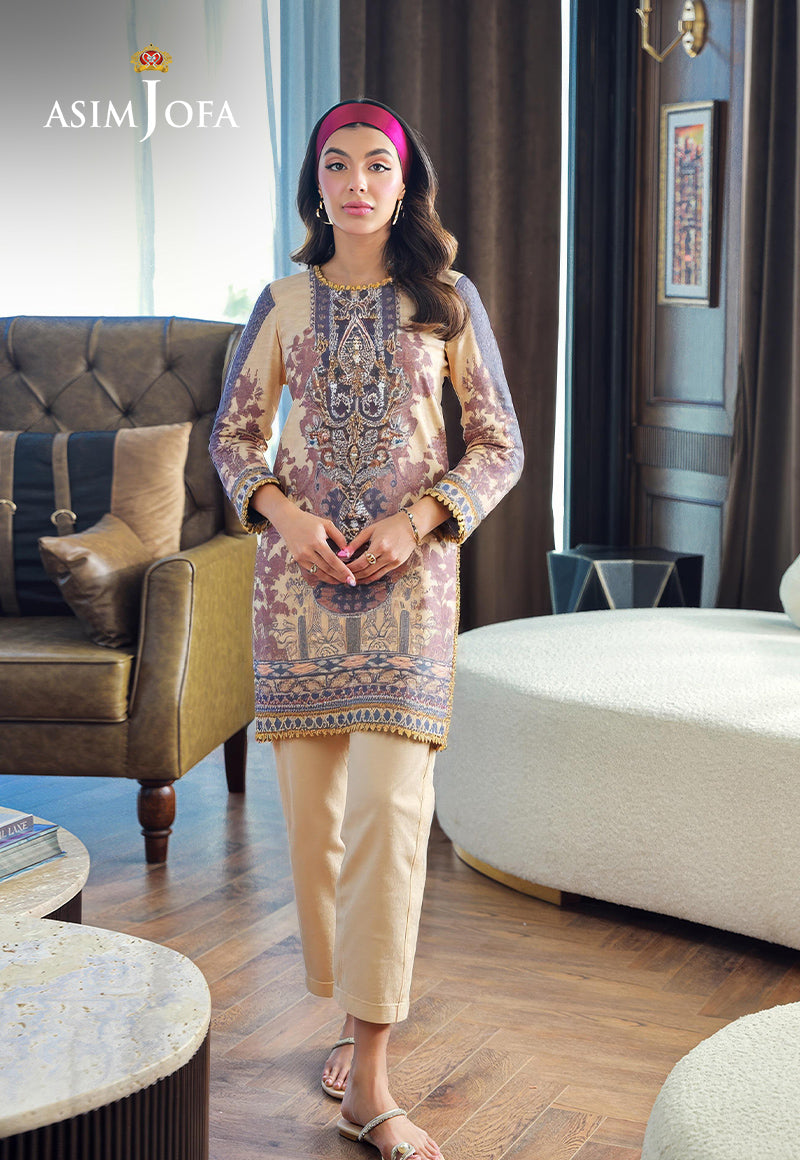 AJDSAI-169 PRINTED EMBROIDERED LAWN KHADDAR STITCHED 3 PCS