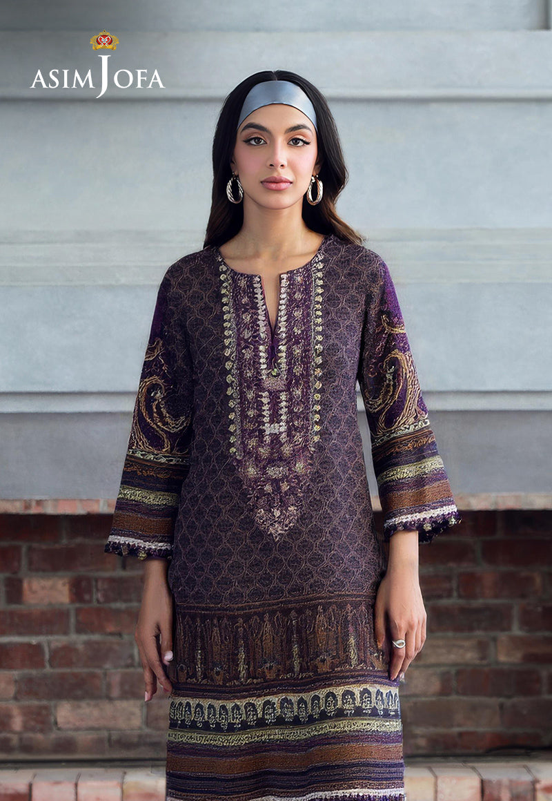 AJDSAI-170 PRINTED EMBROIDERED KHADDAR STITCHED 3 PCS