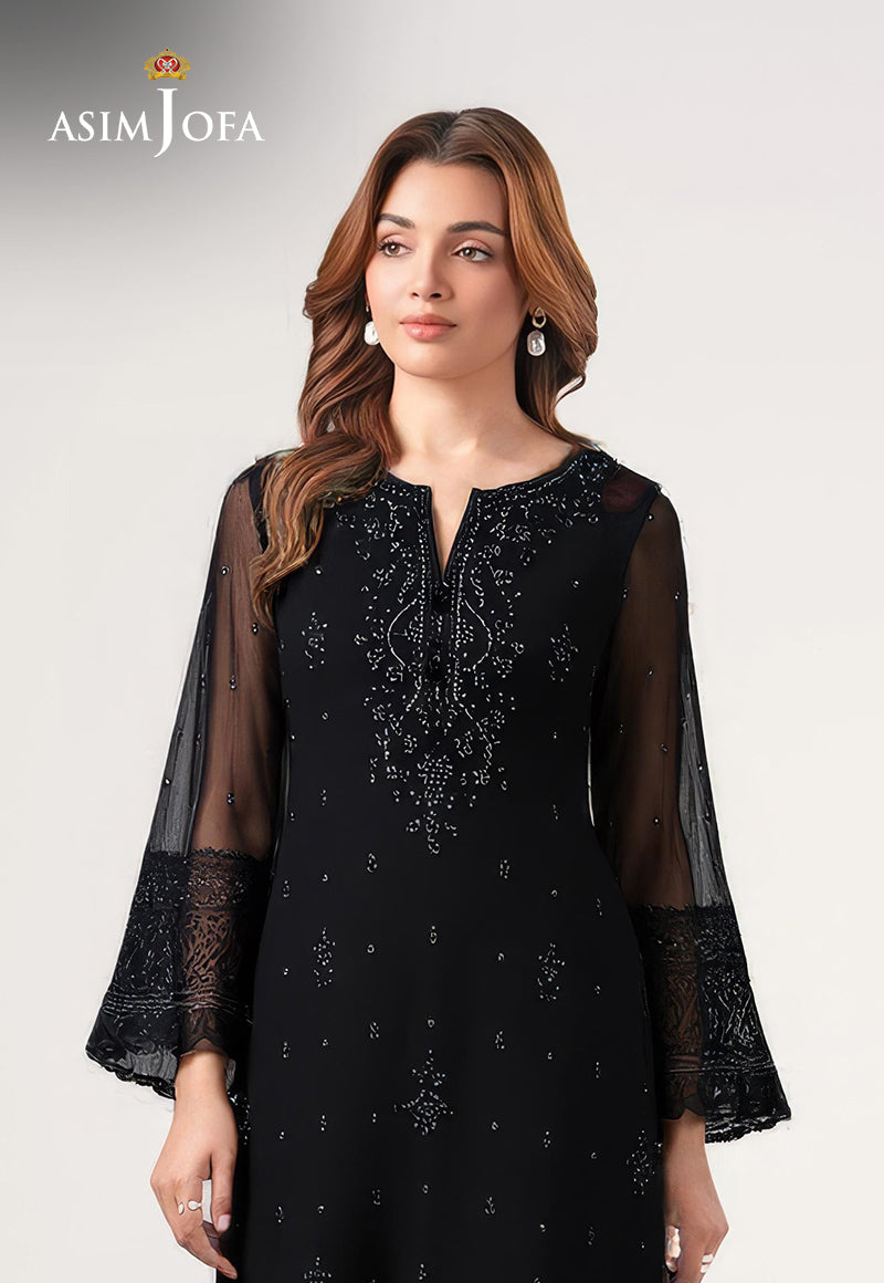 AJDSAI-214 EMBROIDERED CHIFFON STITCHED 2 PCS
