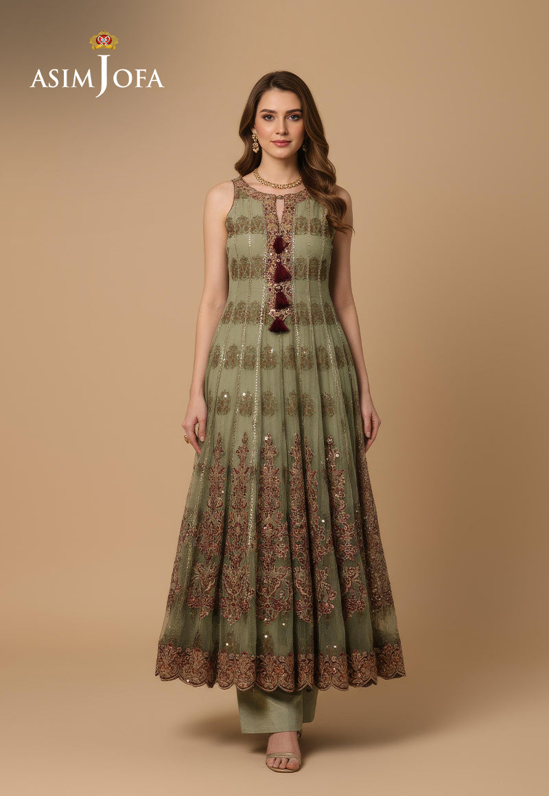 AJDSAI-279 EMBROIDERED ORGANZA STITCHED 3 PC