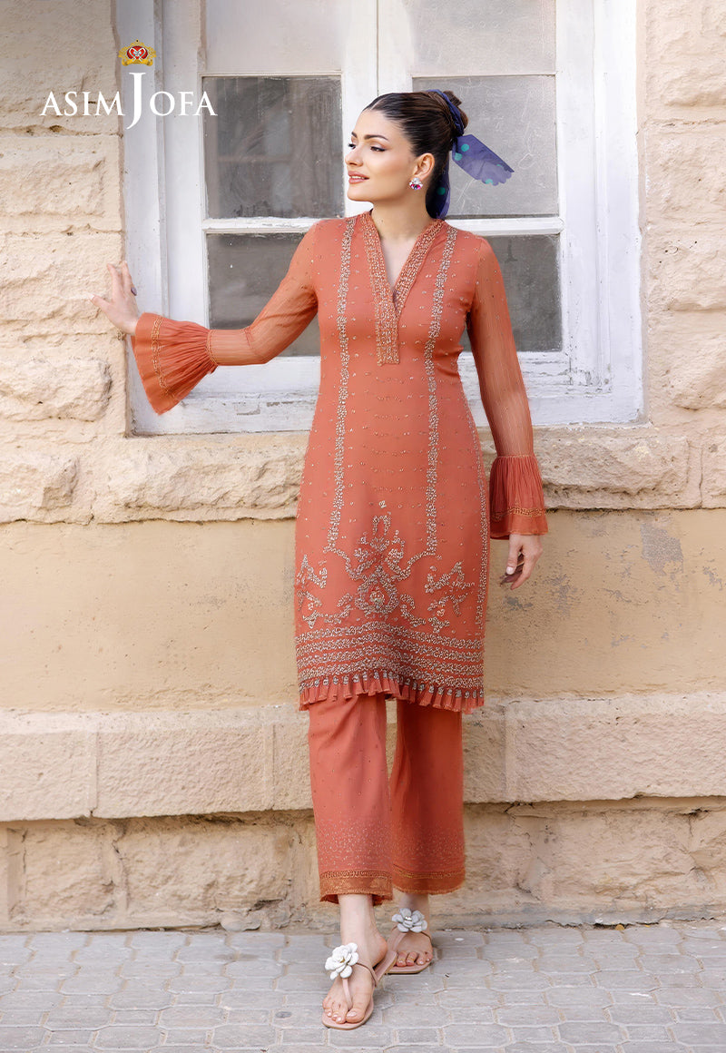 AJDSAI-291 EMBROIDERED ORGANZA STITCHED 3 PCS