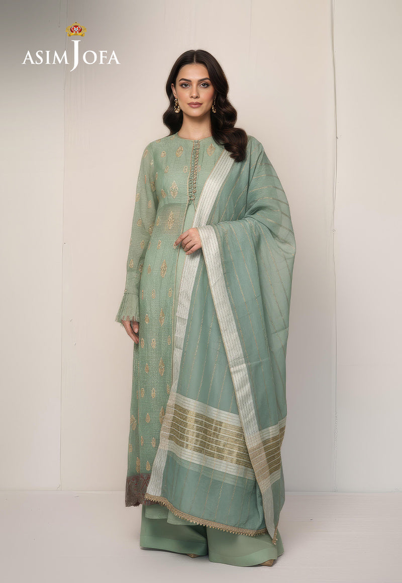 AJDSAI-331 EMBROIDERED ORGANZA STITCHED 3 PCS