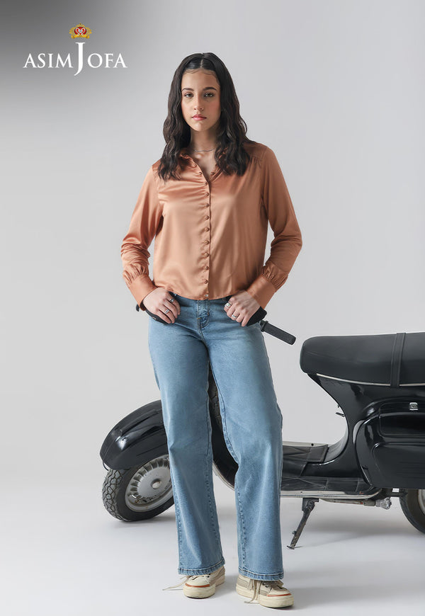 AJDSAI-37 SOLID SILK SHIRT STITCHED 1 PC