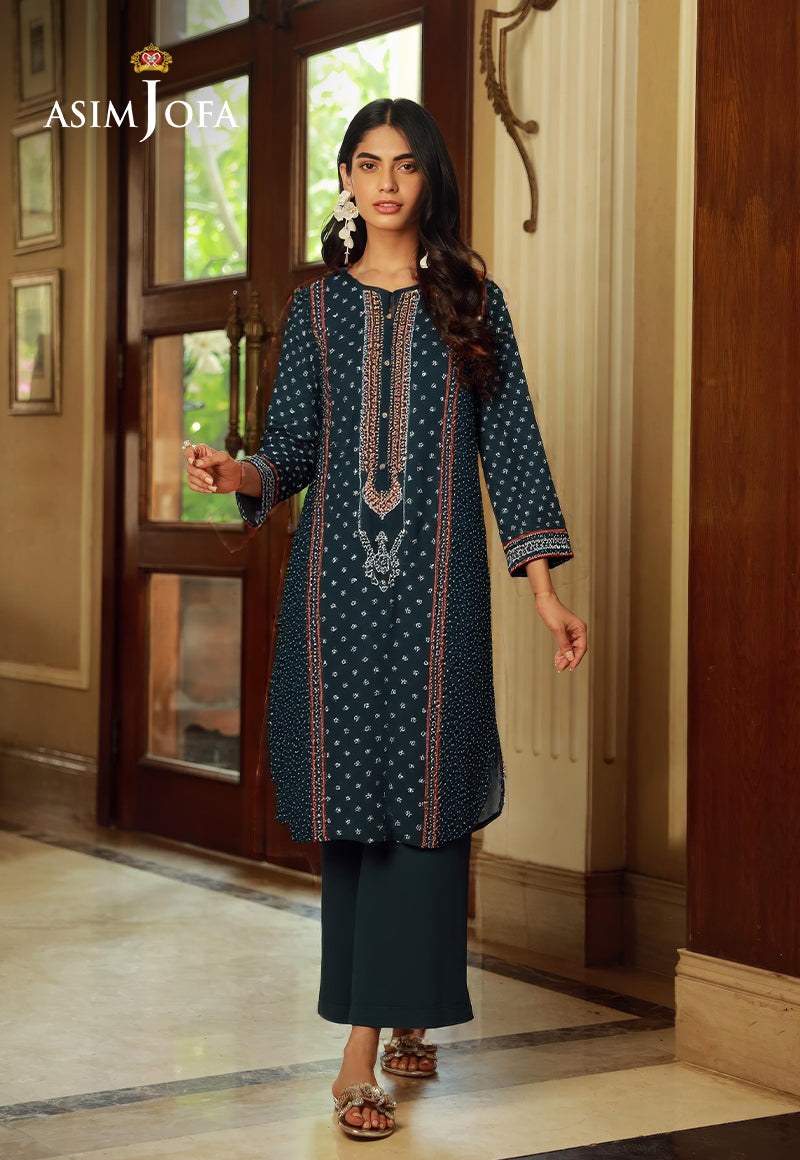 AJDSAI-45 PRINTED EMBROIDERED CREPE SILK STITCHED 2 PCS