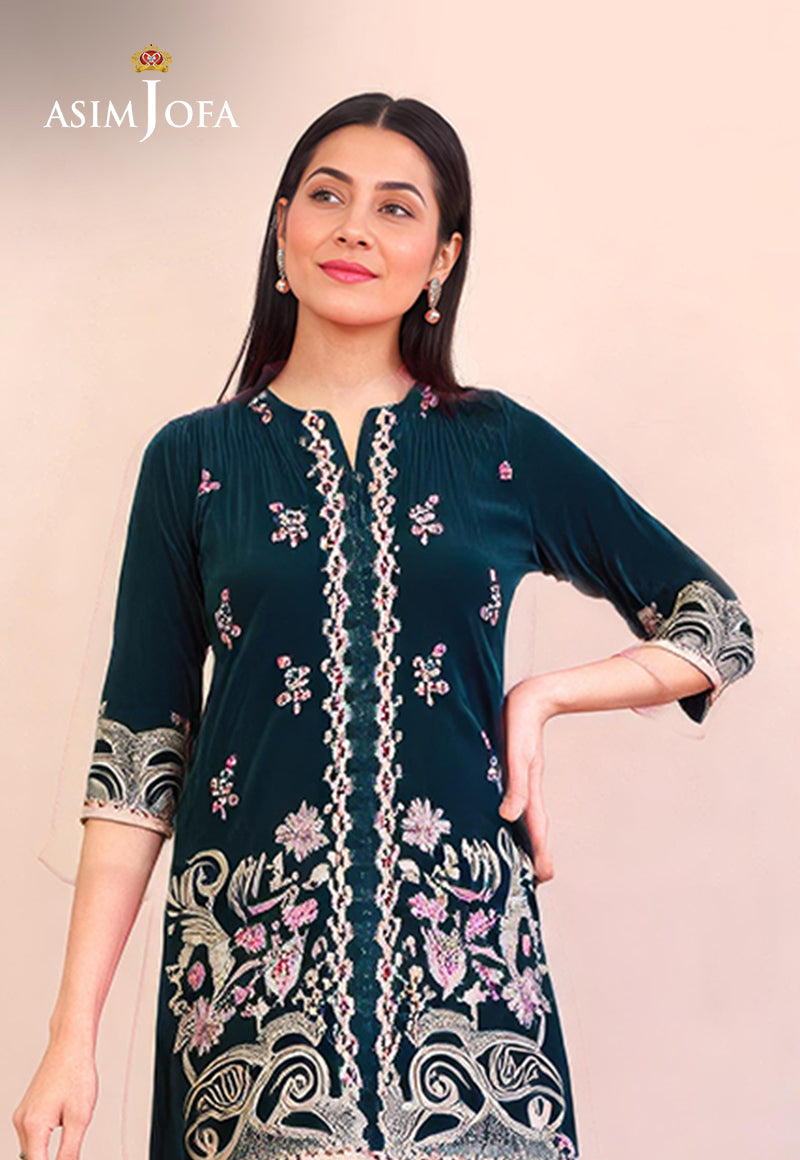 AJDSAI-610 EMBROIDERED VELVET STITCHED 2 PCS