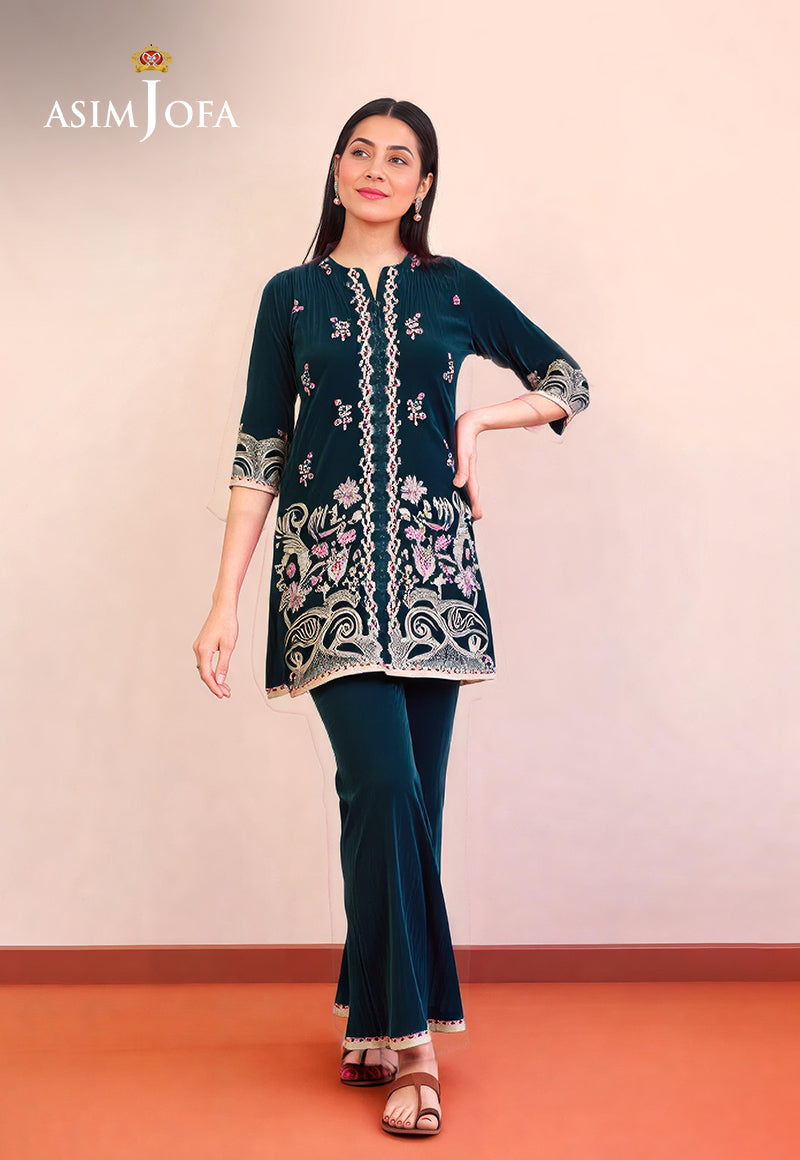 AJDSAI-610 EMBROIDERED VELVET STITCHED 2 PCS