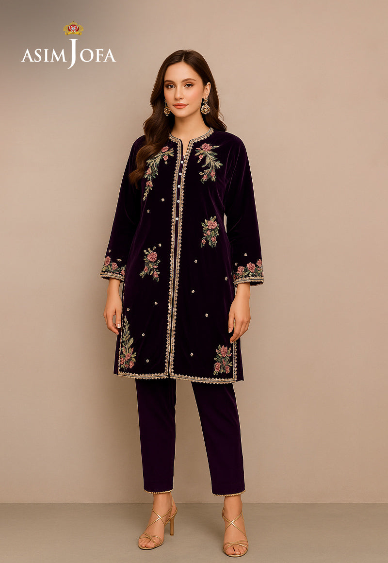 AJDSAI-611 EMBROIDERED VELVET STITCHED 2 PCS