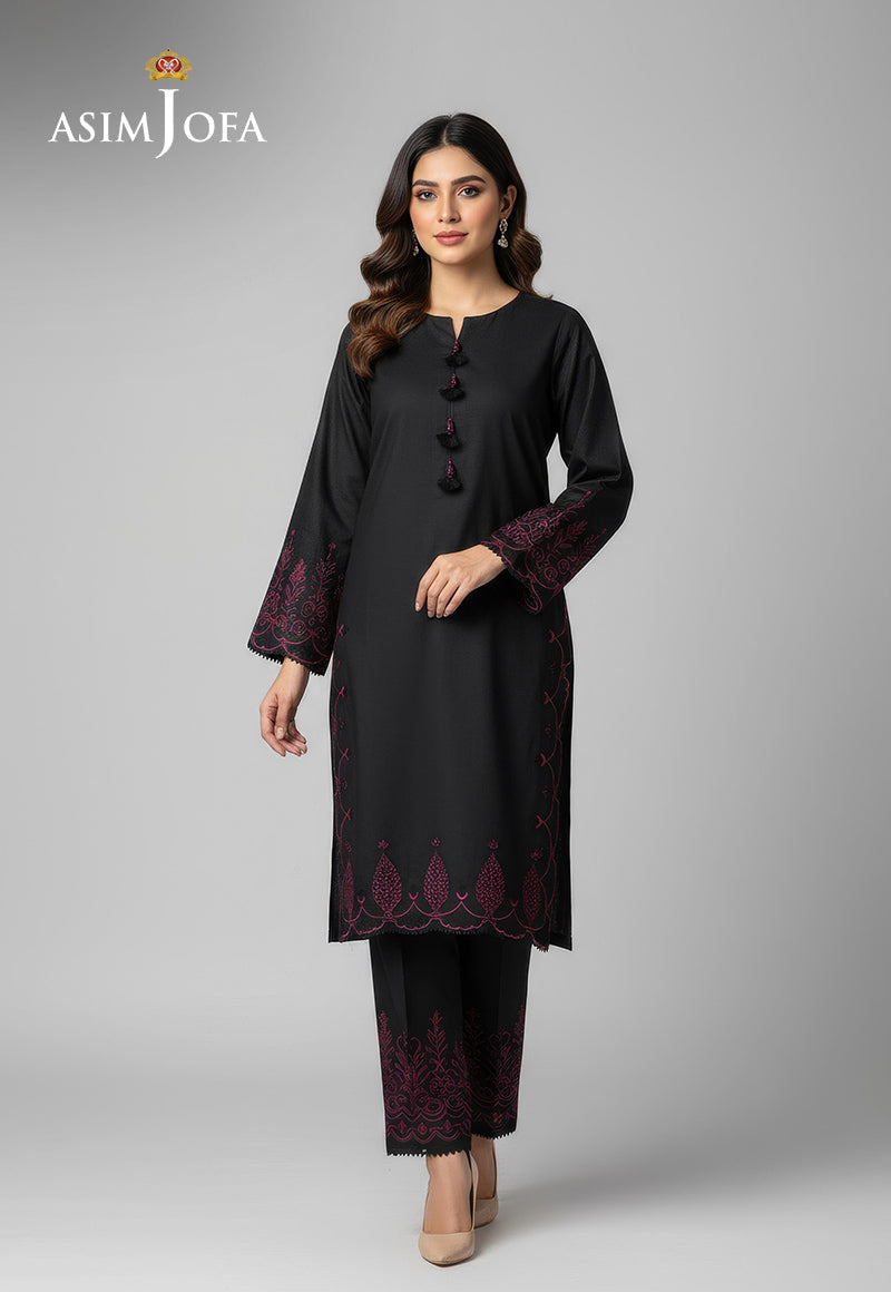 AJDSAI-660 EMBROIDERED RAW SILK STITCHED 2 PCS